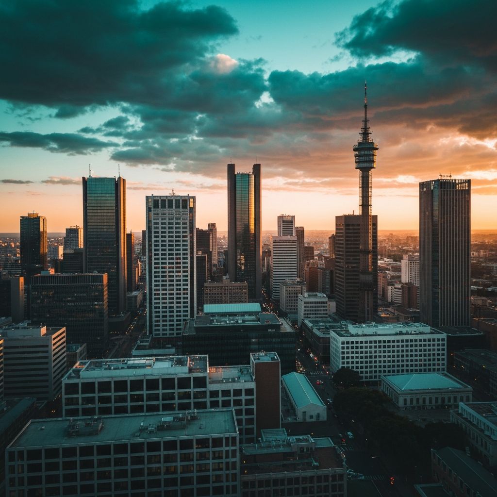 Johannesburg skyline at dusk